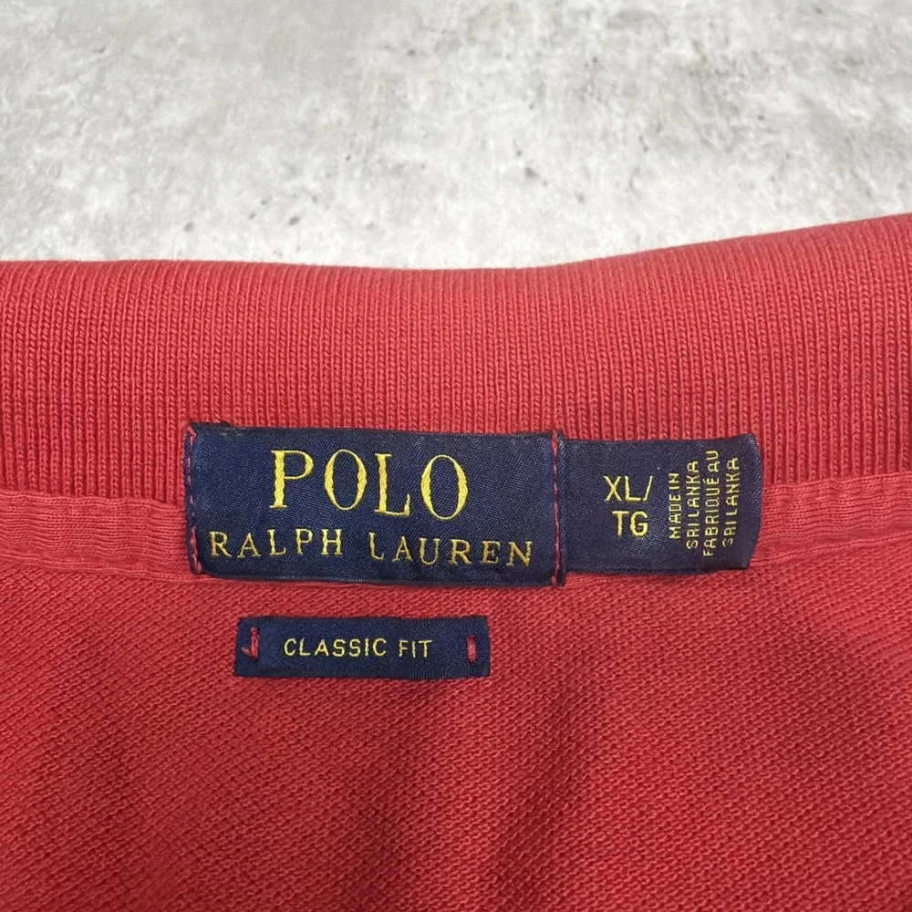 Polo Ralph Lauren Polo Shirt Mens XL Red Blue Pony Logo Cotton Casual Golf